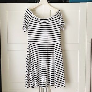 Sailor striped off shoulder dress